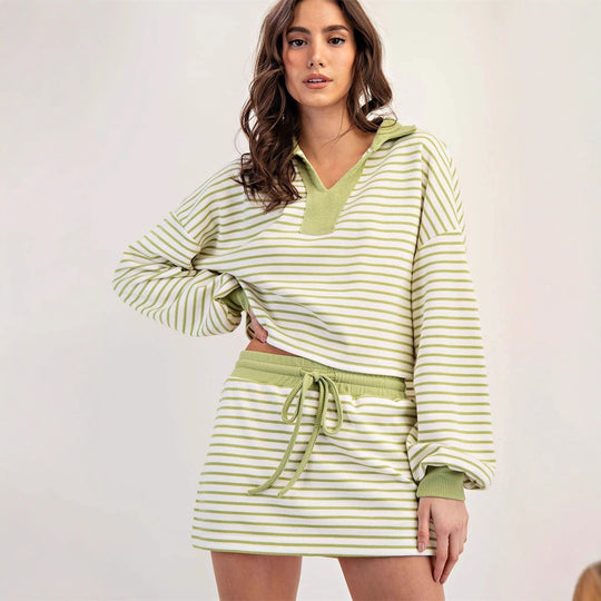 Damen lässiger Pullover mit gestochenem Streifenmuster R&B