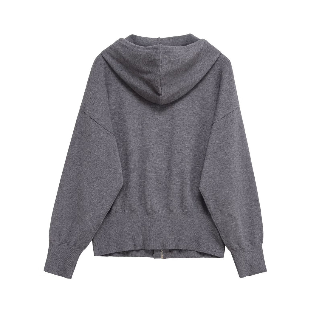 Damen lässige Kapuzenjacke mit Reißverschluss R&B