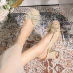 Damen Slingback-Pumps mit dekorativem Schleifenakzent und komfortablem Blockabsatz R&B