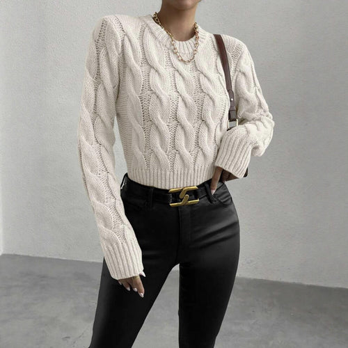Damen Grobstrick Pullover mit Zopfmuster R&B