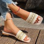 Damen Trendige Slipper mit buntem Musterdruck und komfortablem Fußbett R&B