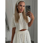 Damen Sportliches Zweiteiliges Set mit luftigen Shorts und T-Shirt R&B