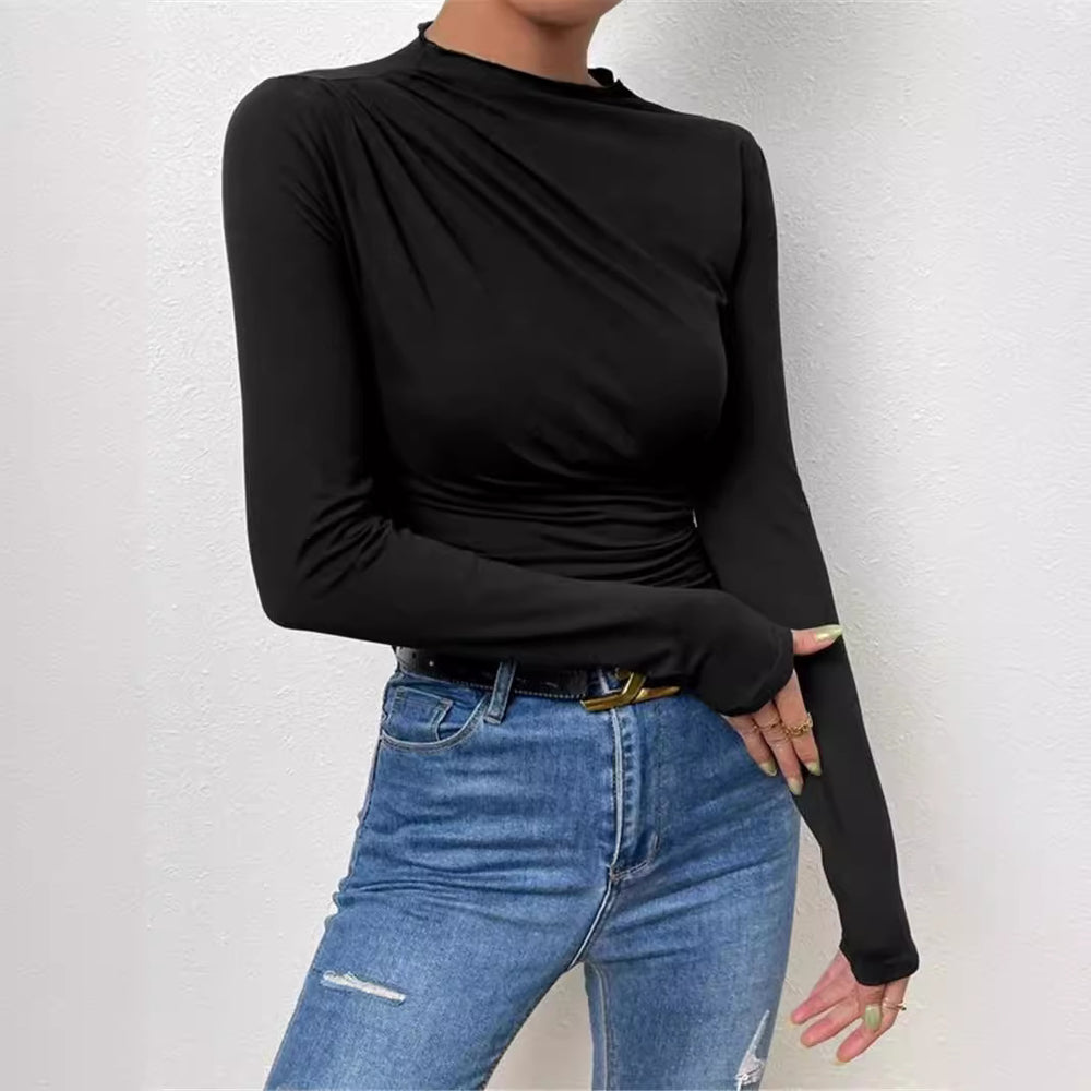Damen Elegantes Longsleeve Shirt mit Raffungen R&B