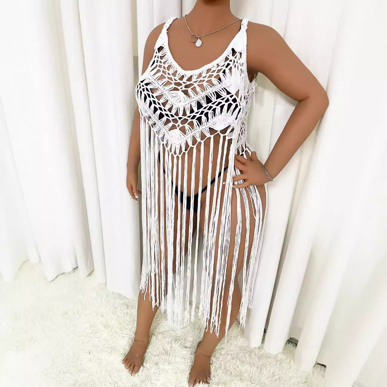 Damen Strandponcho mit Fransen R&B