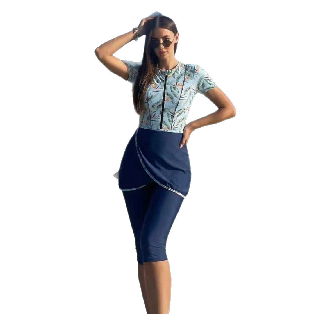 Damen Modischer UV-Schutz-Schwimmanzug mit asymmetrischem Schnitt R&B