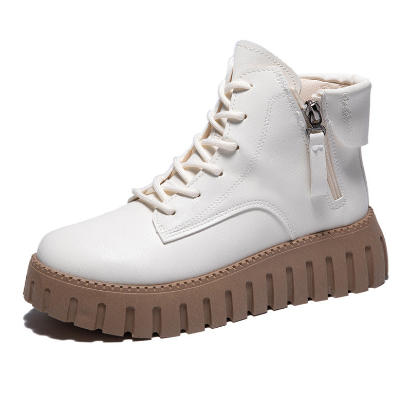 Damen Modische High-Top Stiefeletten mit Reißverschluss und rutschfester Sohle R&B