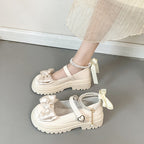 Damen modische Mary Jane Schuhe mit Schleifen- und Perlenakzenten R&B
