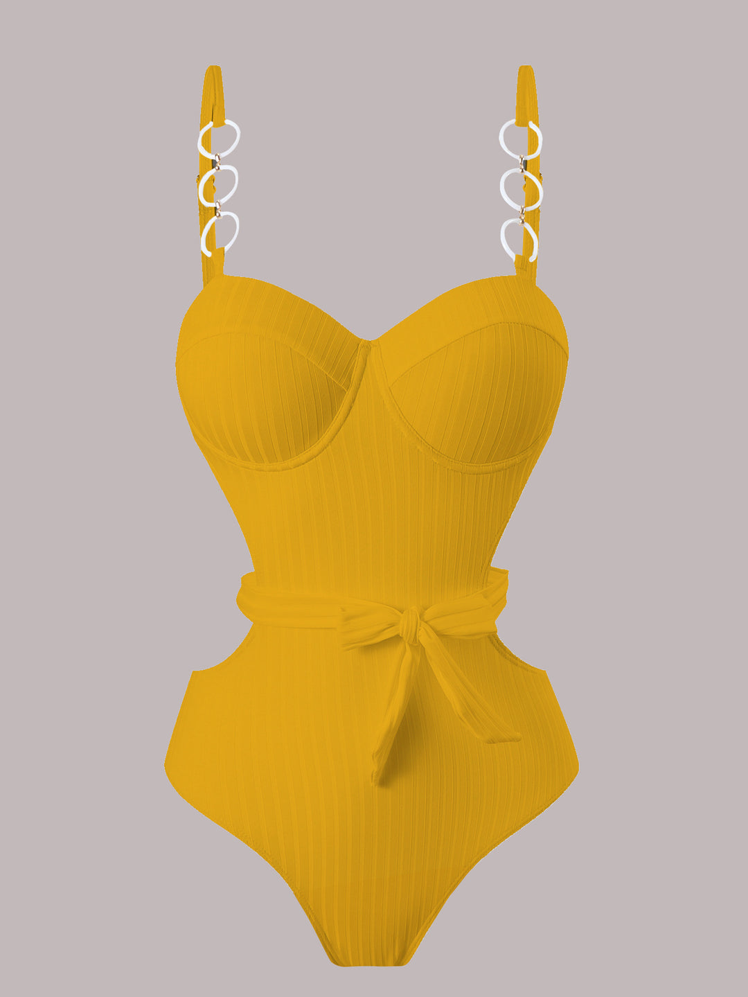 Damen Einteiler Badeanzug mit modischem Cut-Out Design und verstellbaren Trägern R&B