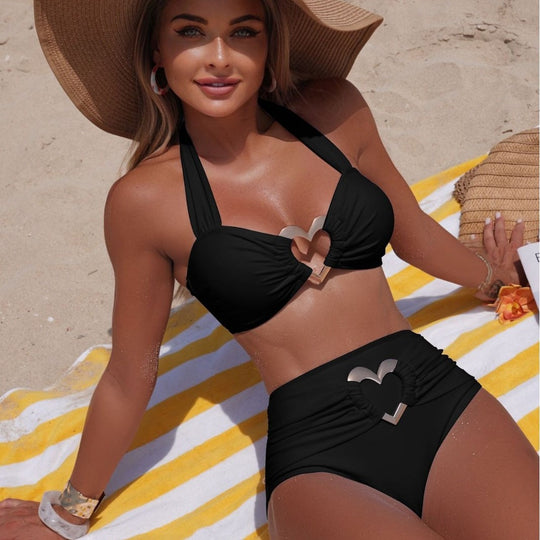 Damen Hochentwickelter Push-Up Bikini mit Herz-Applikationen R&B
