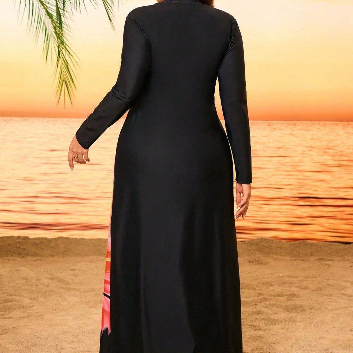 Damen Elegantes Maxikleid mit floralem Druck und langem Arm R&B