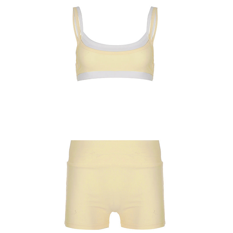 Damen Sportliches Zweiteiliges Set aus bequemem Material mit verstellbaren Trägern R&B
