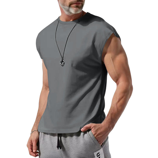 Herren nan athletisches abgeschnittenes Tanktop mit breiten Armöffnungen und Rundhalsausschnitt R&B