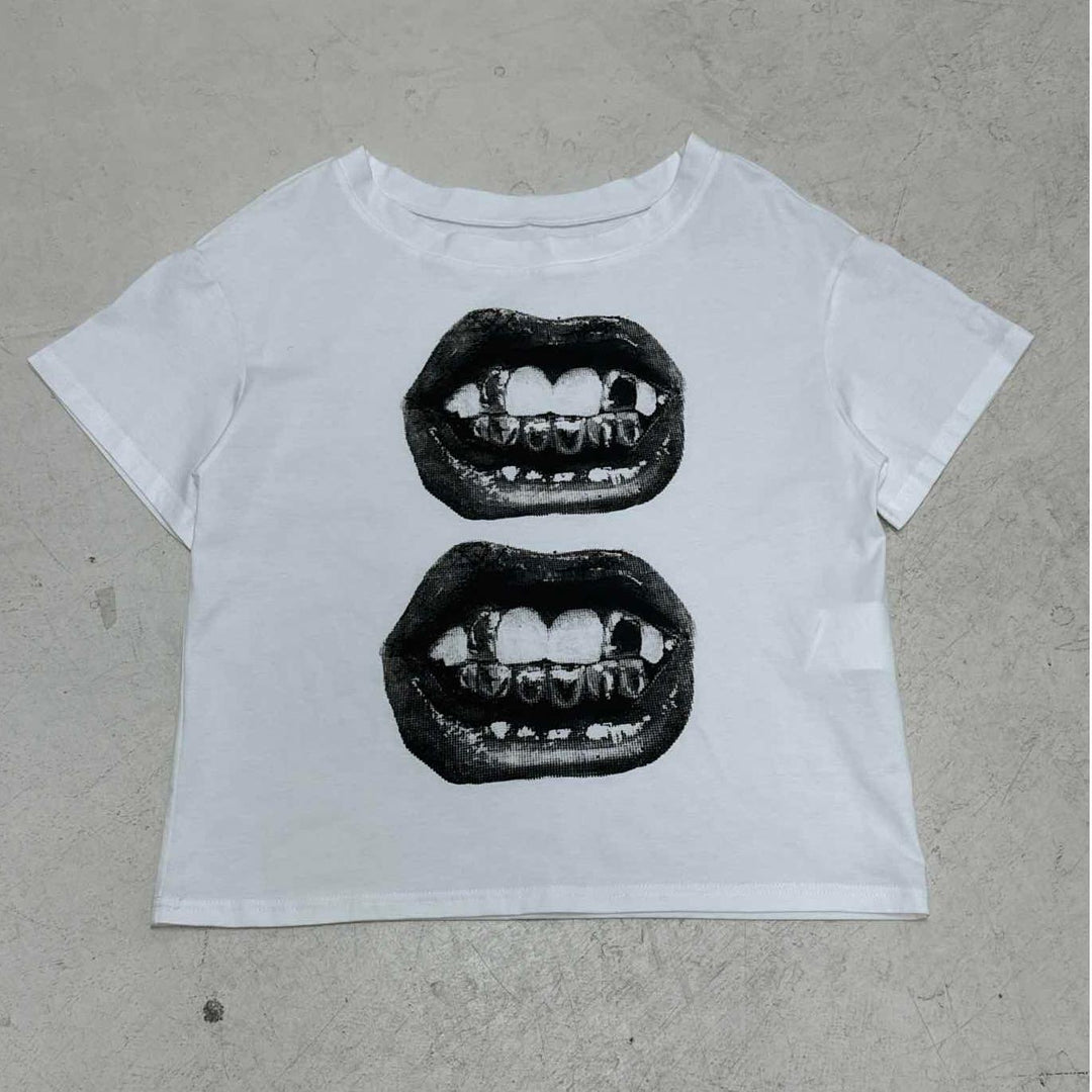 Damen T-Shirt mit glitzerndem Kreuzdesign und lässigem Schnitt R&B