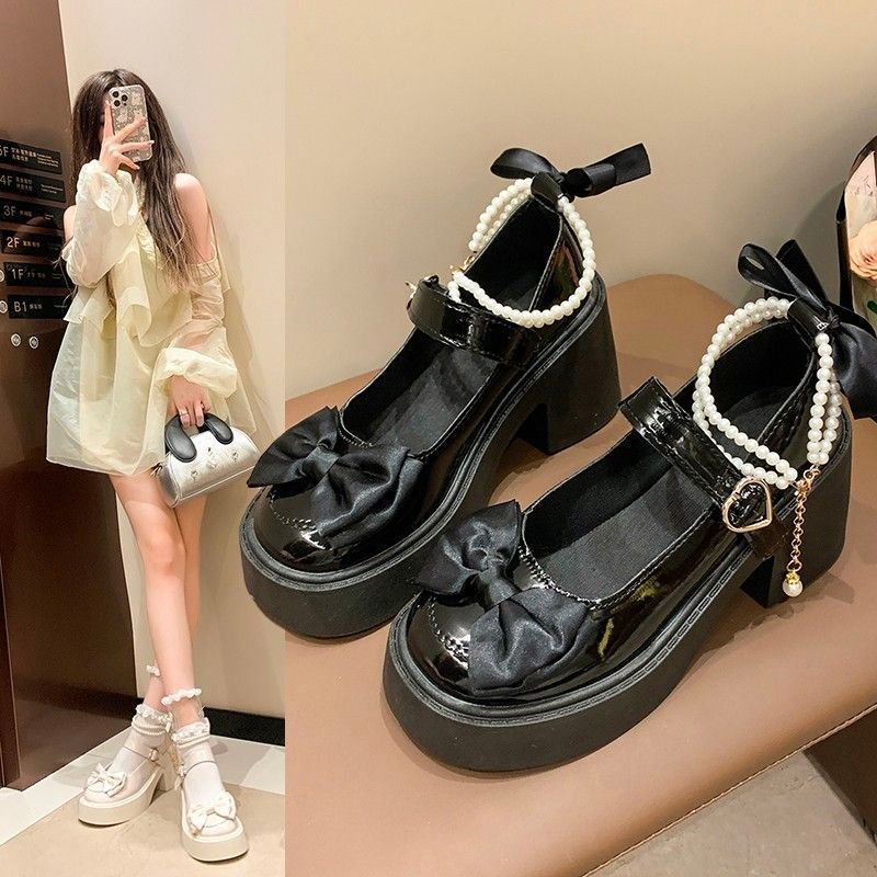 Damen Plateauschuhe mit dekorativem Perlenriemen und Schleifendetail R&B