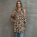 Damen Bluse mit offenen Schultern und Leopardenmuster
