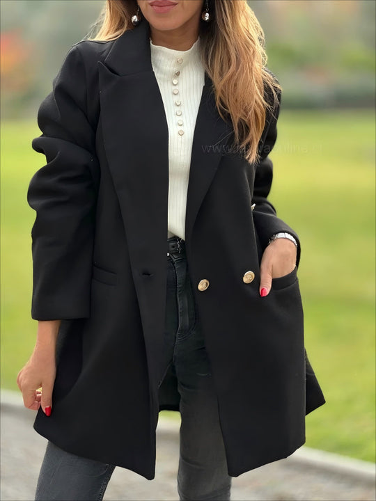 Damen Eleganter Langblazer mit herausragenden Knöpfen R&B