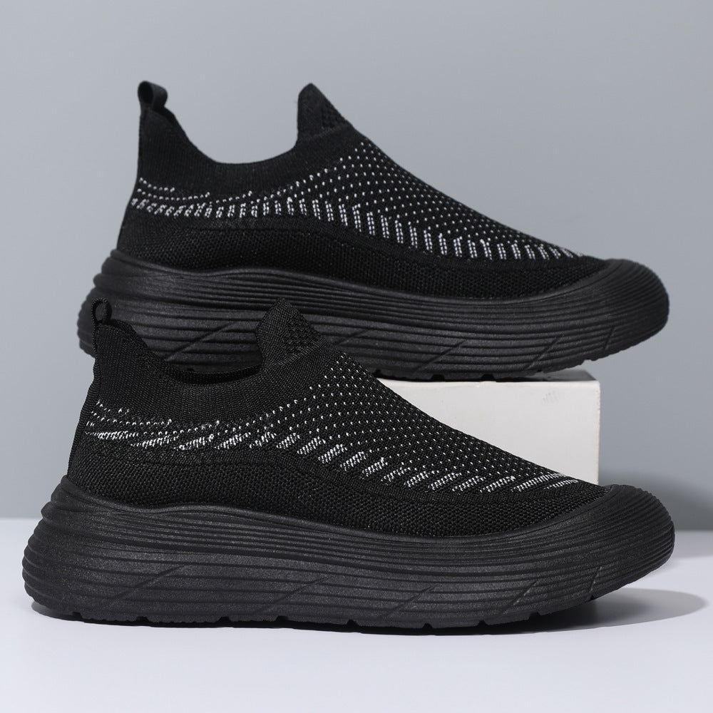 Damen Trendige Slip-On Sneakers mit atmungsaktiver Strickoberfläche und rutschfester Sohle R&B