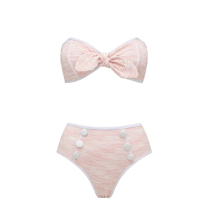 Damen Bikini-Set mit hochtailliertem Höschen und modischem Oberteil R&B