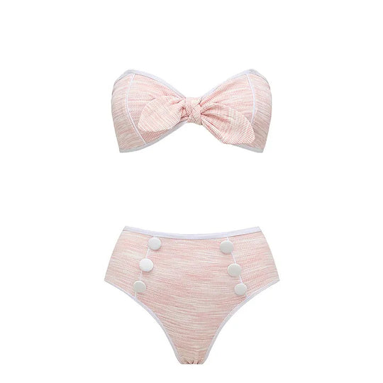 Damen Bikini-Set mit hochtailliertem Höschen und modischem Oberteil R&B