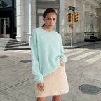 Damen weicher Strickpullover mit elegantem Rundhalsausschnitt und lässigem Schnitt R&B