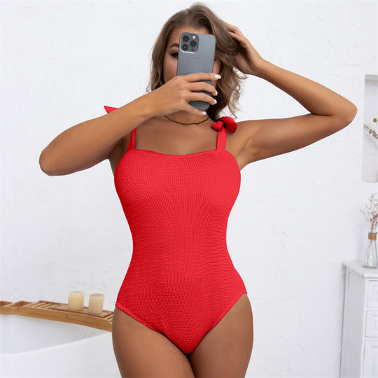 Damen Einteiler Badeanzug mit verspieltem Schleifen-Design und figurformendem Schnitt R&B
