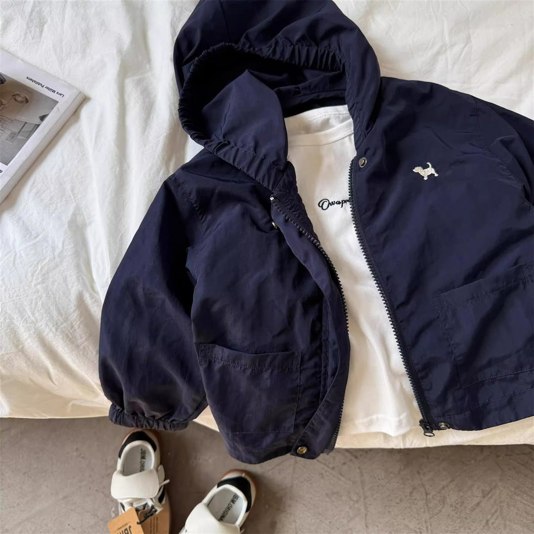 Unisex nan leichtgewicht Kapuzenpackbare Windbreaker-Jacke mit elastischen Bündchen und vorderen Patten Taschen R&B