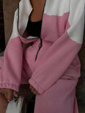 Damen nan zweiteiliges Crop-Zip-Hoodie und Highwaist Relaxhose mit weitem Bein R&B
