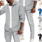 Herren nan Waffelstruktur-Jogginganzug mit Kapuzen-Zipjacke und konisch geschnittener Jogginghose R&B
