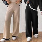 Damen lässige Strickhose mit kontrastierendem Bündchen R&B