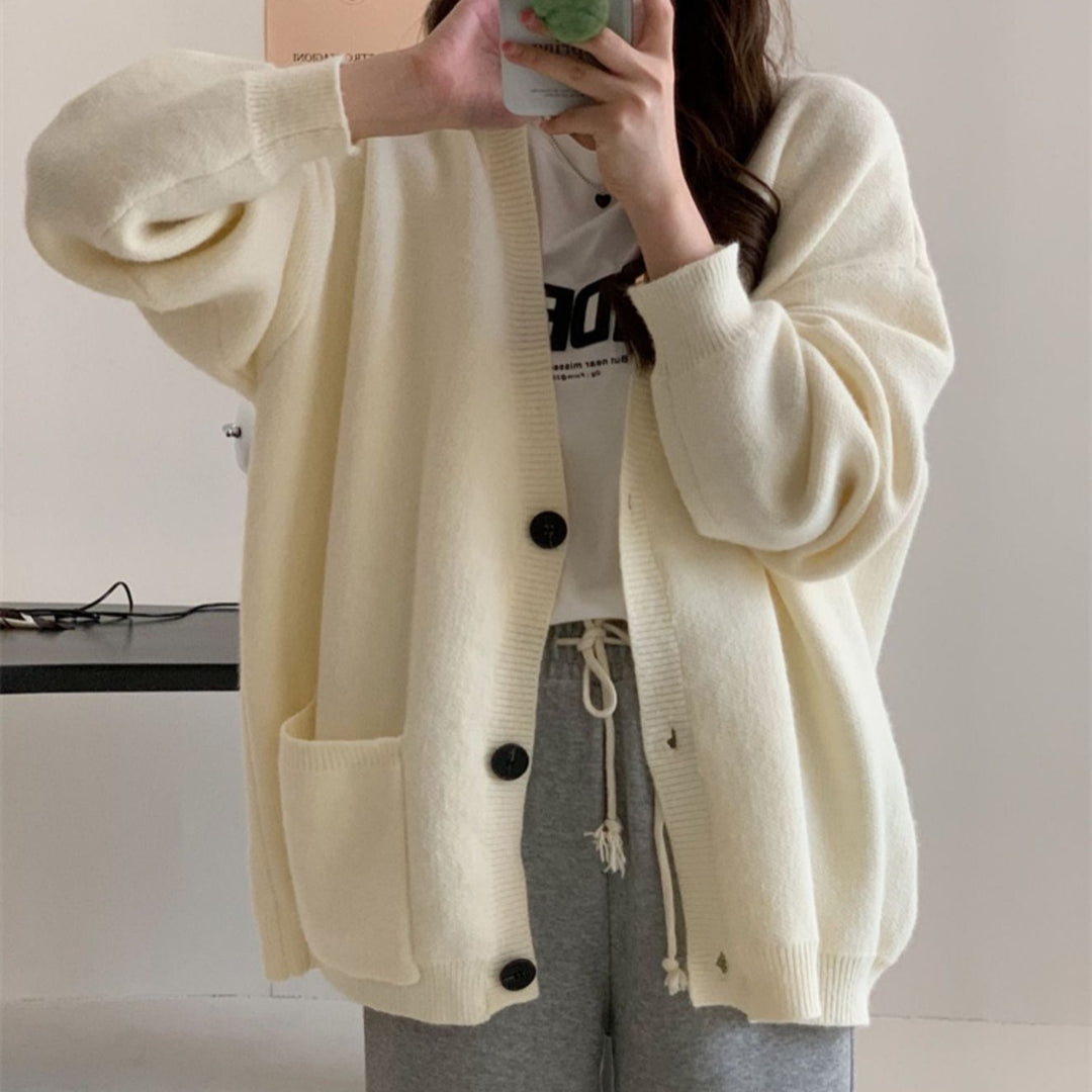 Damen Gemütliche Strickjacke mit weiten Ärmeln und praktischen Taschen R&B