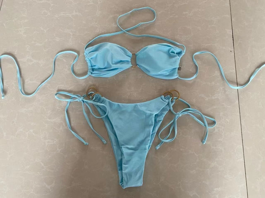 Damen Bandeau-Bikini mit goldenen Akzenten R&B