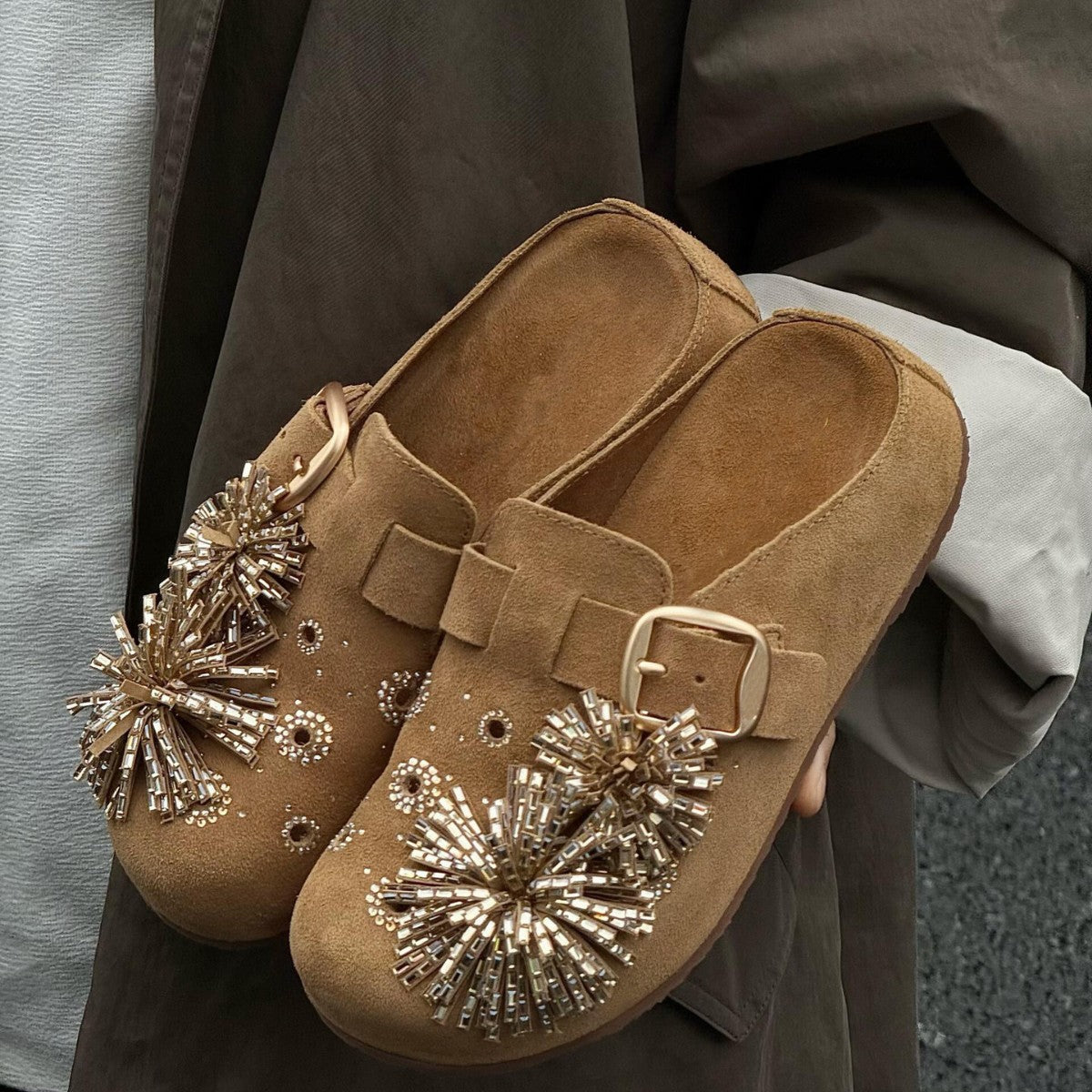Damen Mokassins mit funkelnden Detailakzenten und verstellbarem Riemchen R&B