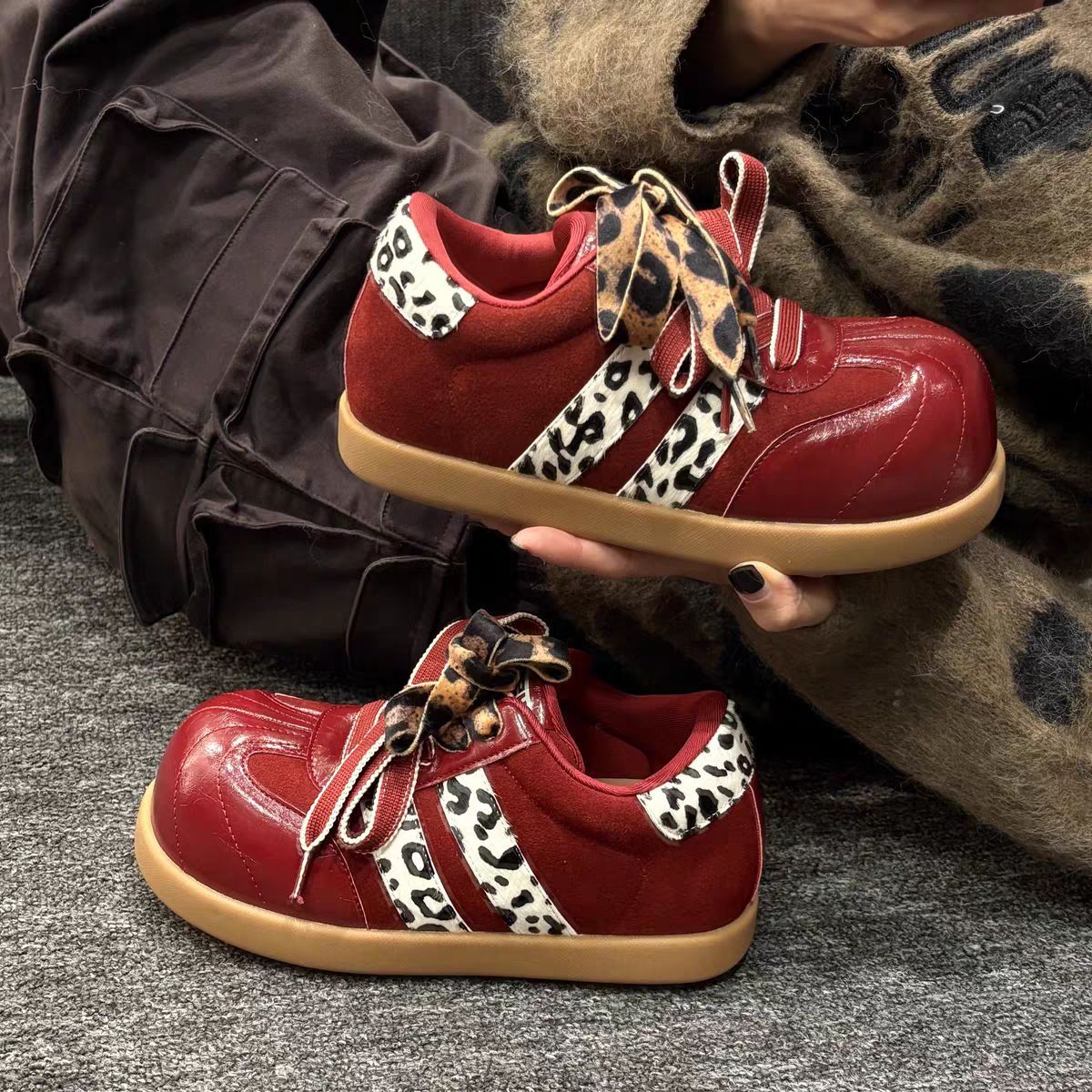 Damen Sportliche Sneakers mit modischem Animalprint und innovativem Schnürsystem R&B