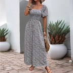 Damen farbenfrohes Blumensommeroverall mit Puffärmeln R&B