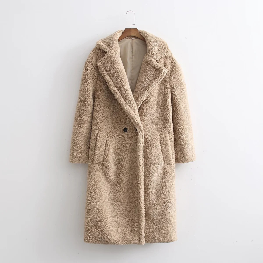 R&B | Langer Damen-Teddy-Mantel Warme