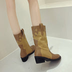 Damen Stiefeletten im Cowboy-Stil mit einzigartigem Design und kompaktem Absatz R&B