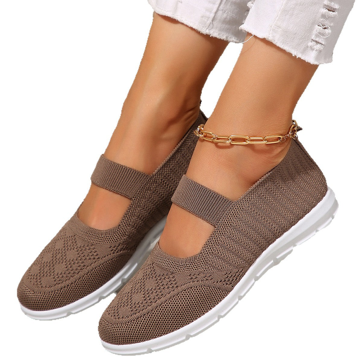Damen Atmungsaktive und flexible Ballerinas mit elastischem Riemen R&B