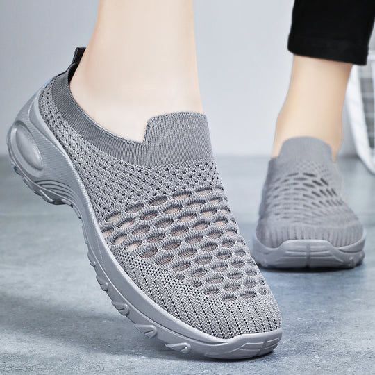Damen Slip-On Sportschuhe mit atmungsaktivem Strickoberteil und flexibler Sohle R&B