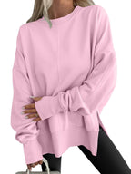 Damen Bequemer Langarm-Sweater mit Seitenschlitzen R&B