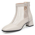Damen Modische Stiefeletten mit luftiger Netzoptik und bequemem Blockabsatz