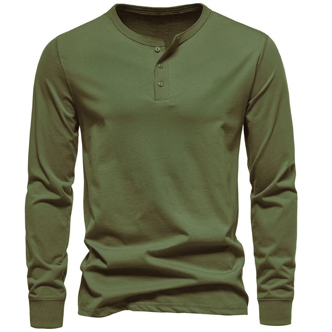 Herren Langarm-Henley-Shirt mit Knopfleiste und hohem Tragekomfort R&B