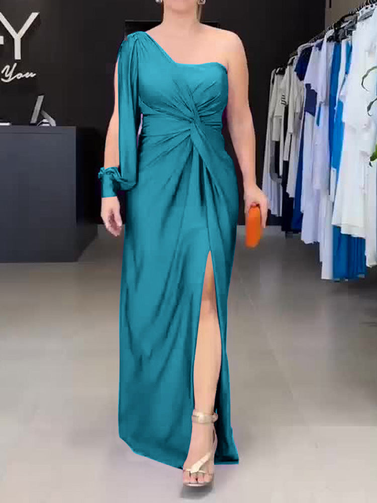 Damen Maxikleid mit asymmetrischem Design und seitlichem Schlitz R&B
