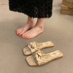 Damen elegante Slip-On Sandalen mit modischem Knoten-Detail und bequemer Sohle R&B