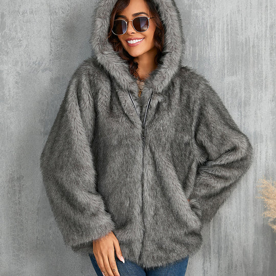 Damen kuschelige Kapuzenjacke R&B