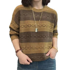 Damen Strickpullover mit modischem Lochmuster und lässigem Schnitt R&B