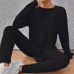 Damen gemütliches Strickensemble mit feiner Rippenstruktur und lässigem Schnitt R&B