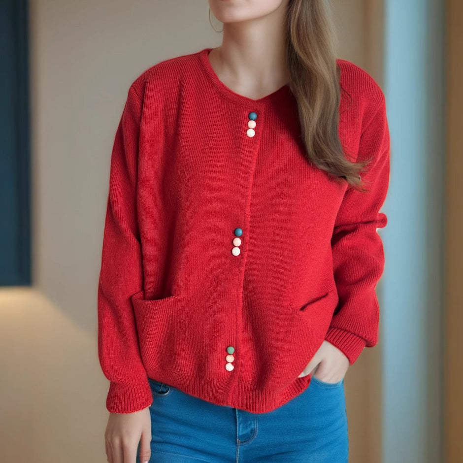 Damen Cardigan mit dekorativen Knöpfen und praktischen Taschen R&B