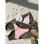 Damen Triangel-Bikini mit strukturierter Oberfläche und verstellbaren Trägern R&B