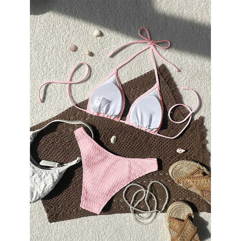 Damen Triangel-Bikini mit strukturierter Oberfläche und verstellbaren Trägern R&B
