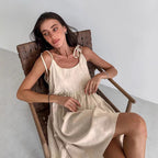 Damen lässiges Leinen A-Linien Kleid R&B